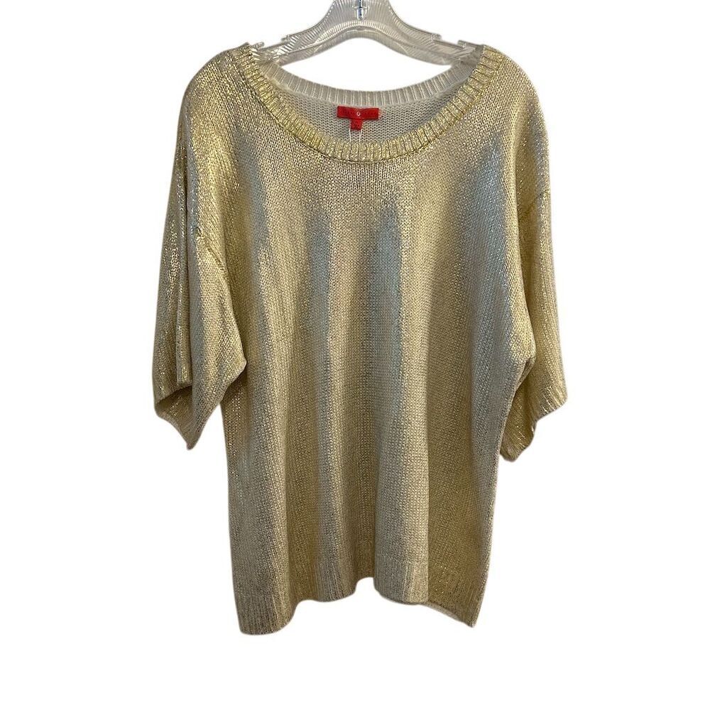 Ivanka Trump Women's Gold Shimmer Pullover Sweater XL